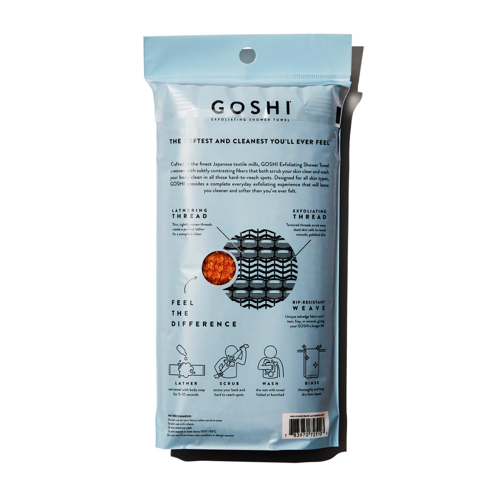 GOSHI close-up of dual-thread weave highlighting foam and gentle scrub