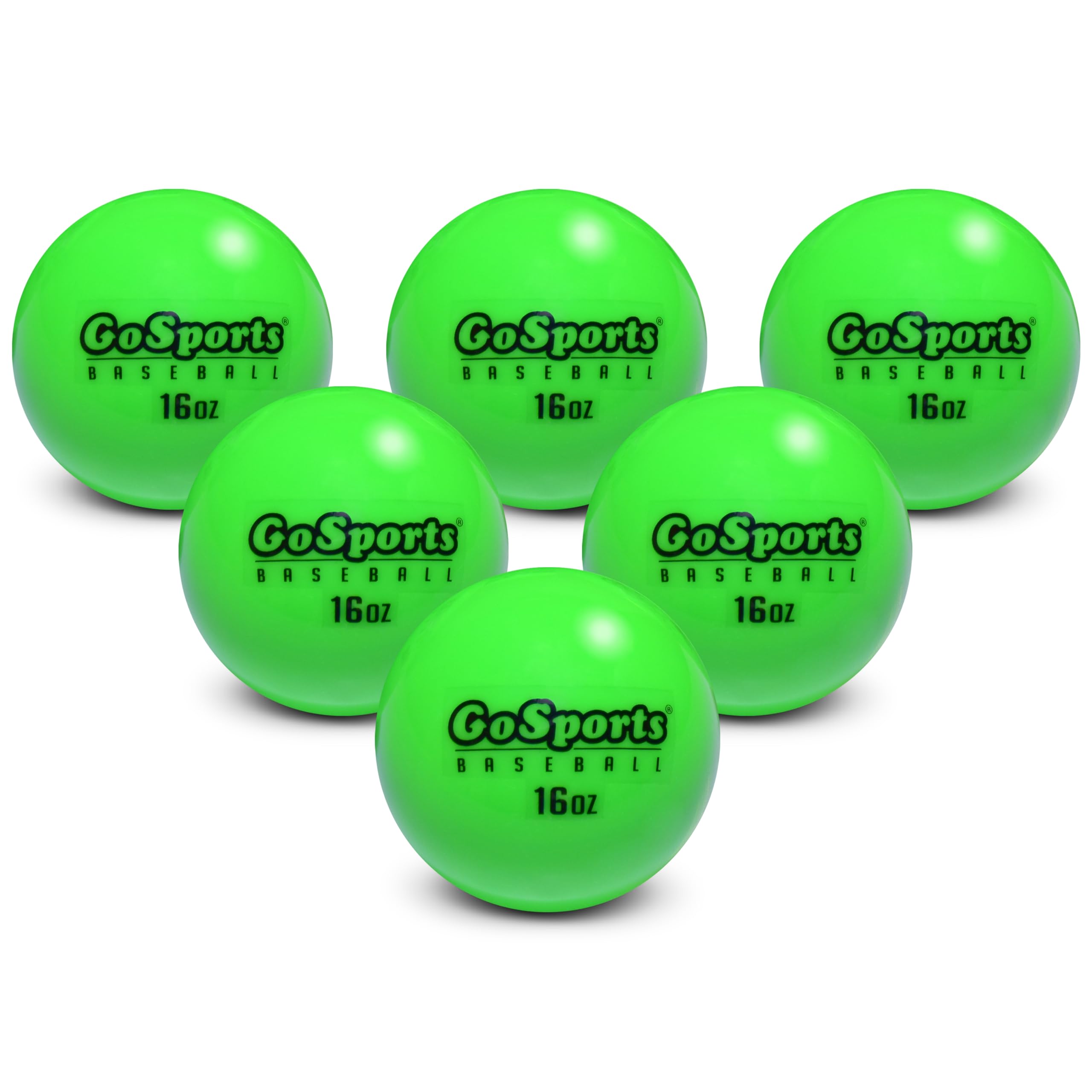 GoSports front view of 6-pack weighted balls showing durable shell and compact size, aiding training