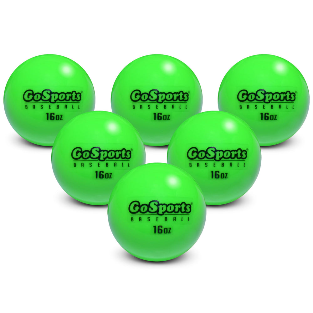 GoSports front view of 6-pack weighted balls showing durable shell and compact size, aiding training