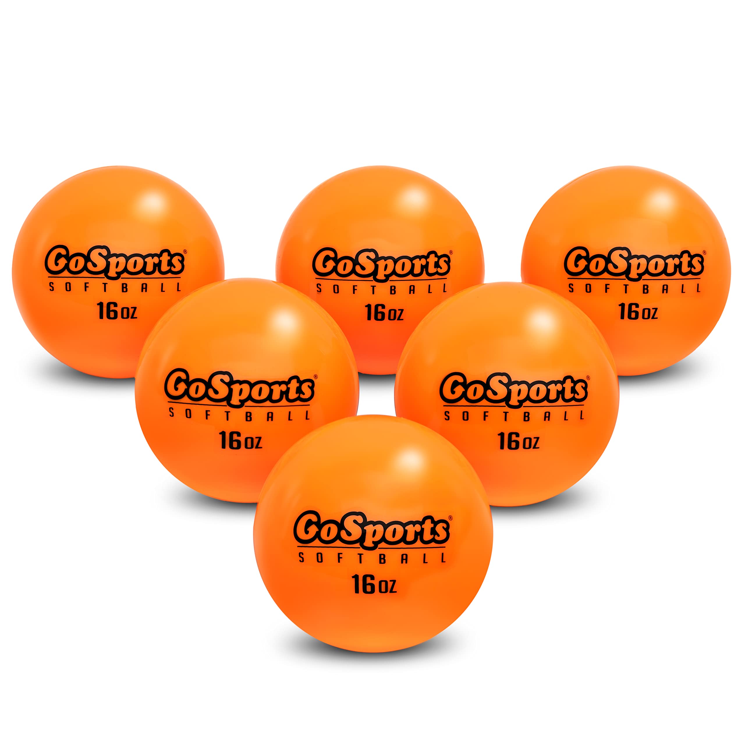 GoSports front packaging showing six weighted softballs for training and stronger swings