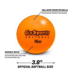 GoSports softballs in batting cage action demonstrating improved mechanics and timing