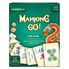Gouda Games front box showing Mahjong Go! compact packaging and easy storage benefit