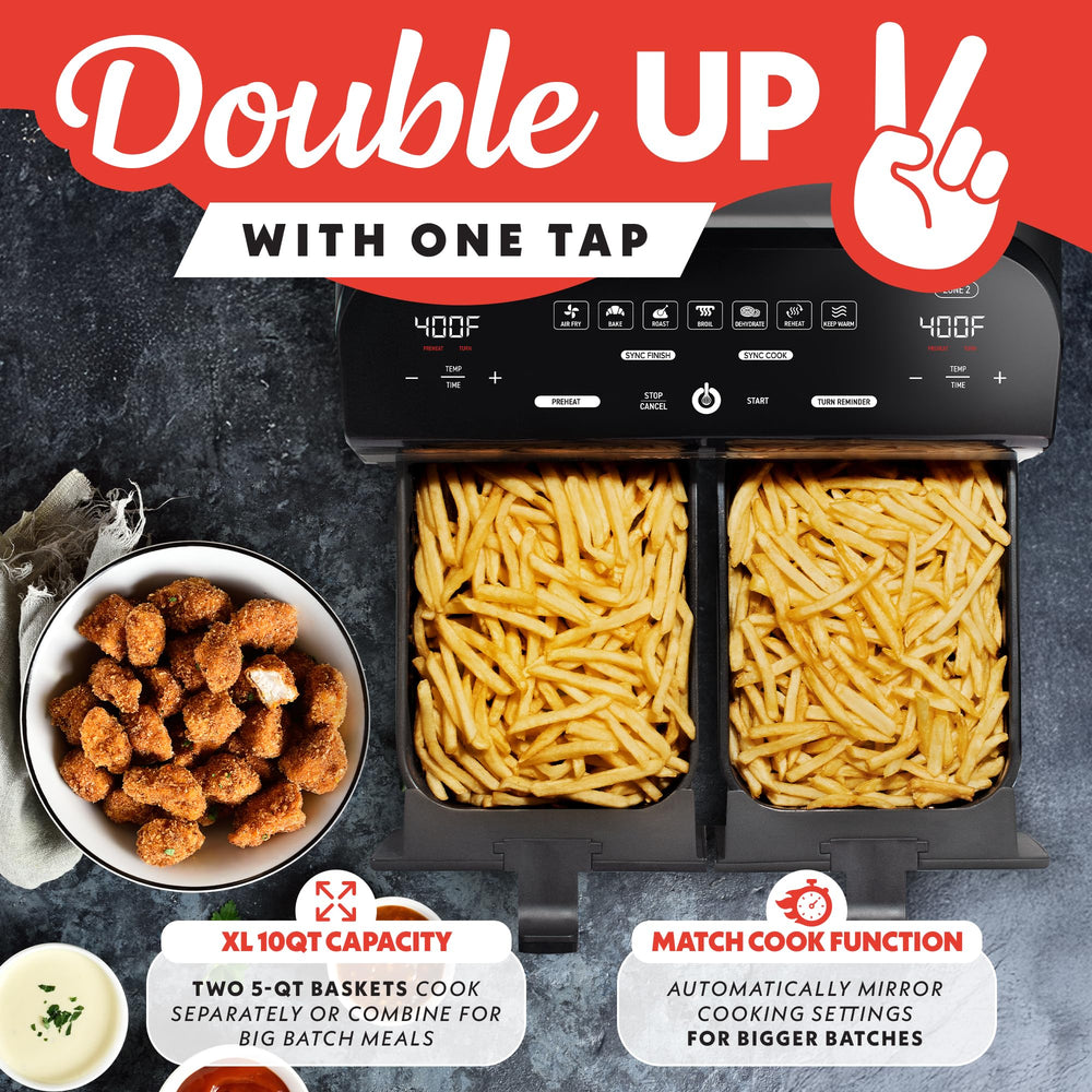 Gourmia removable nonstick basket and tray showcasing easy cleanup