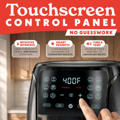 Gourmia control panel close-up highlighting 12 digital presets for convenience