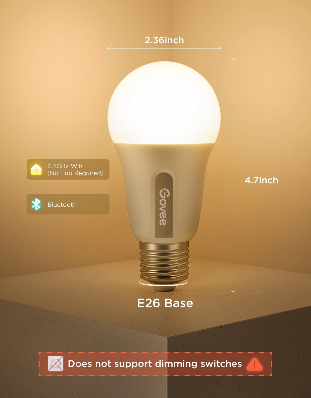 Govee Home app screen controlling color and brightness, Govee enables precise control