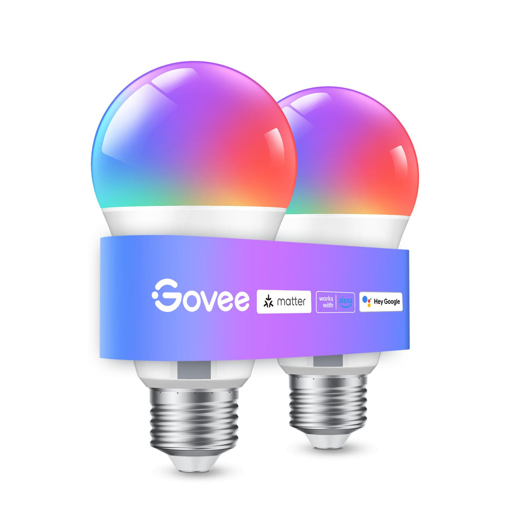 Govee A19 front view showing bulb shape and E26 base for easy replacement