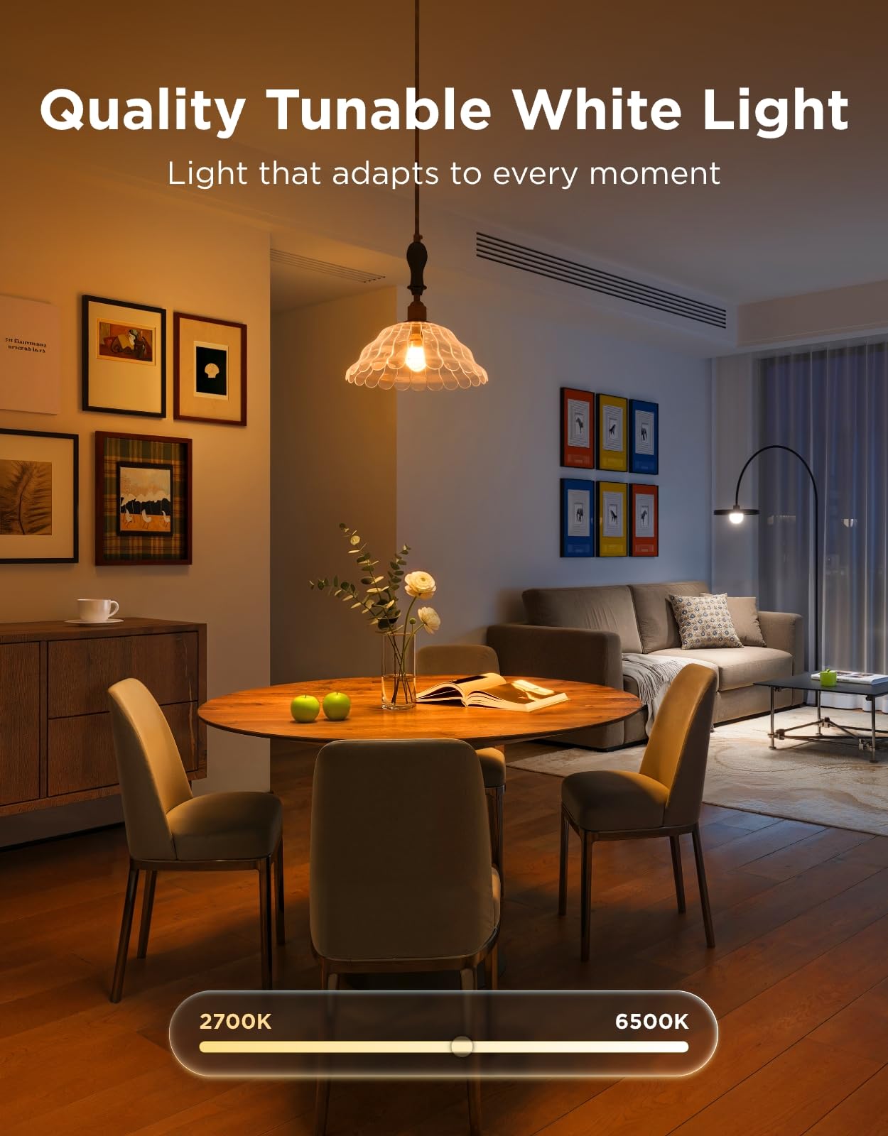 Govee A19 installed in a table lamp demonstrating simple screw-in setup