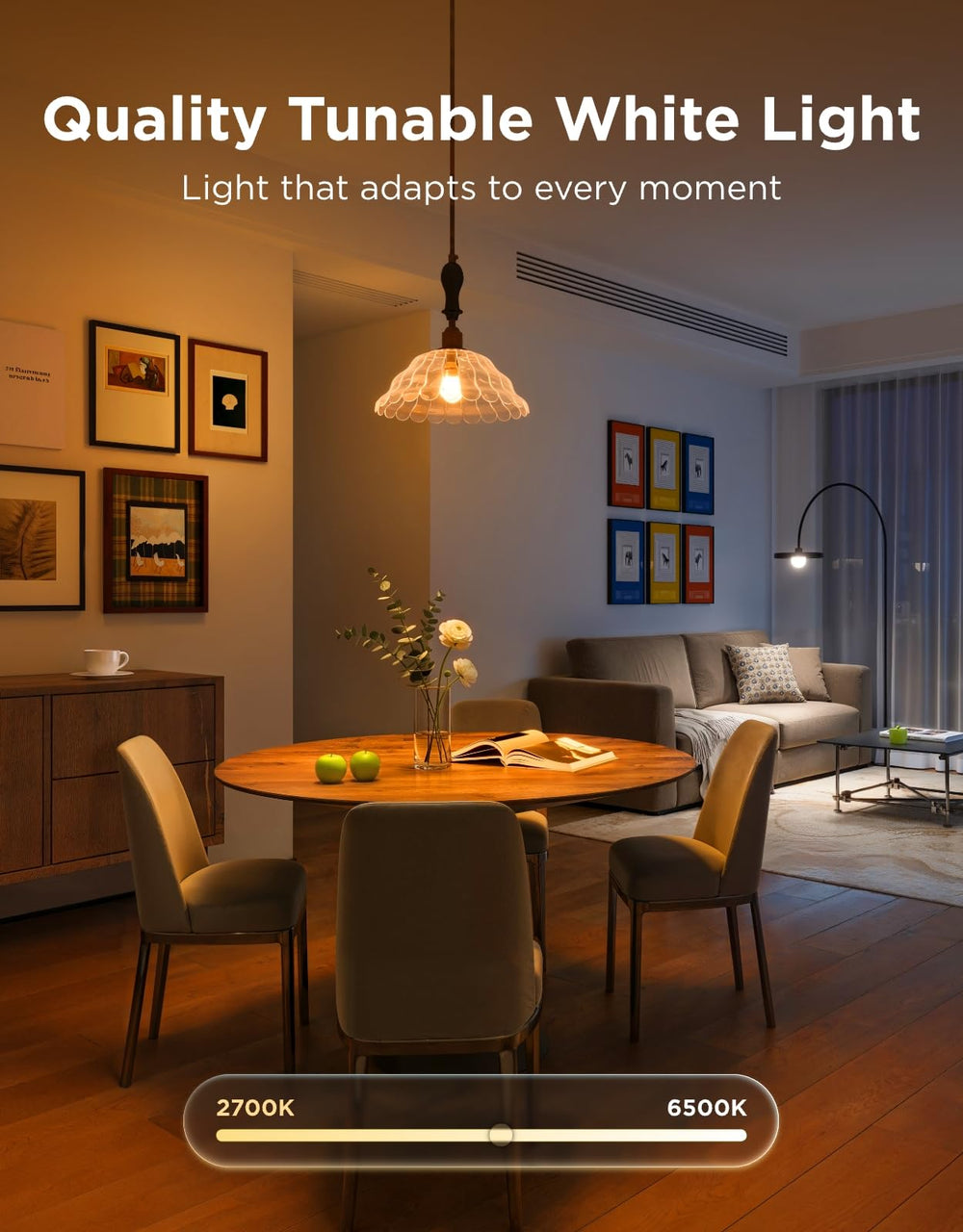Govee A19 installed in a table lamp demonstrating simple screw-in setup