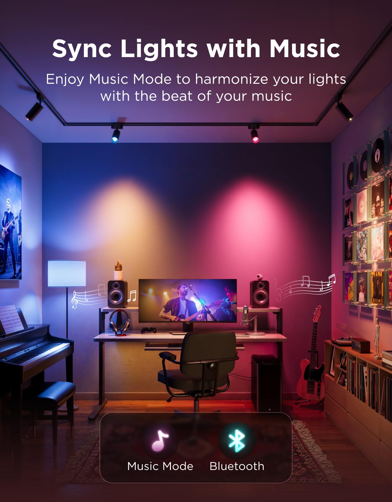 Govee bulbs changing color to music illustrating dynamic party ambiance