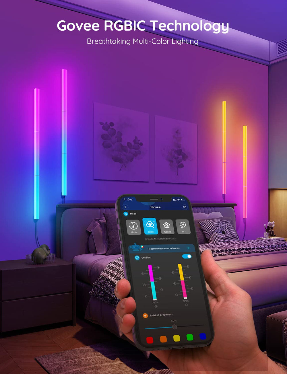 Govee Glide displayed in Govee Home App showcasing scene and color controls