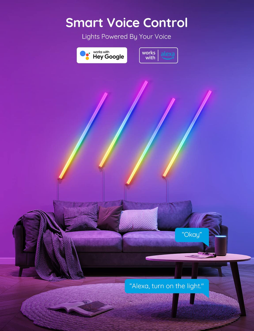 Govee Glide lights reacting to music demonstrating synchronized atmosphere