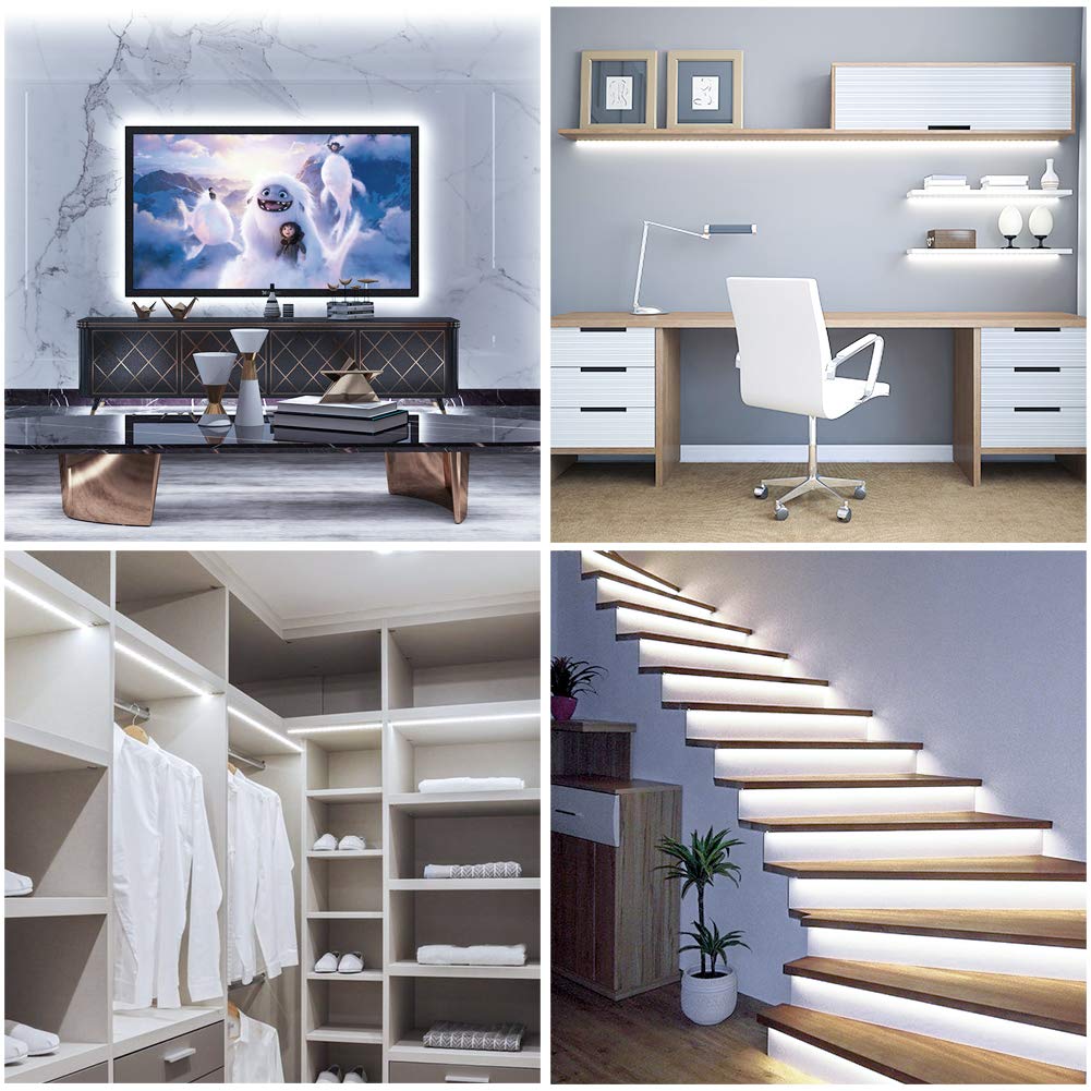 Govee bedroom lifestyle scene showing clear cool white ambiance