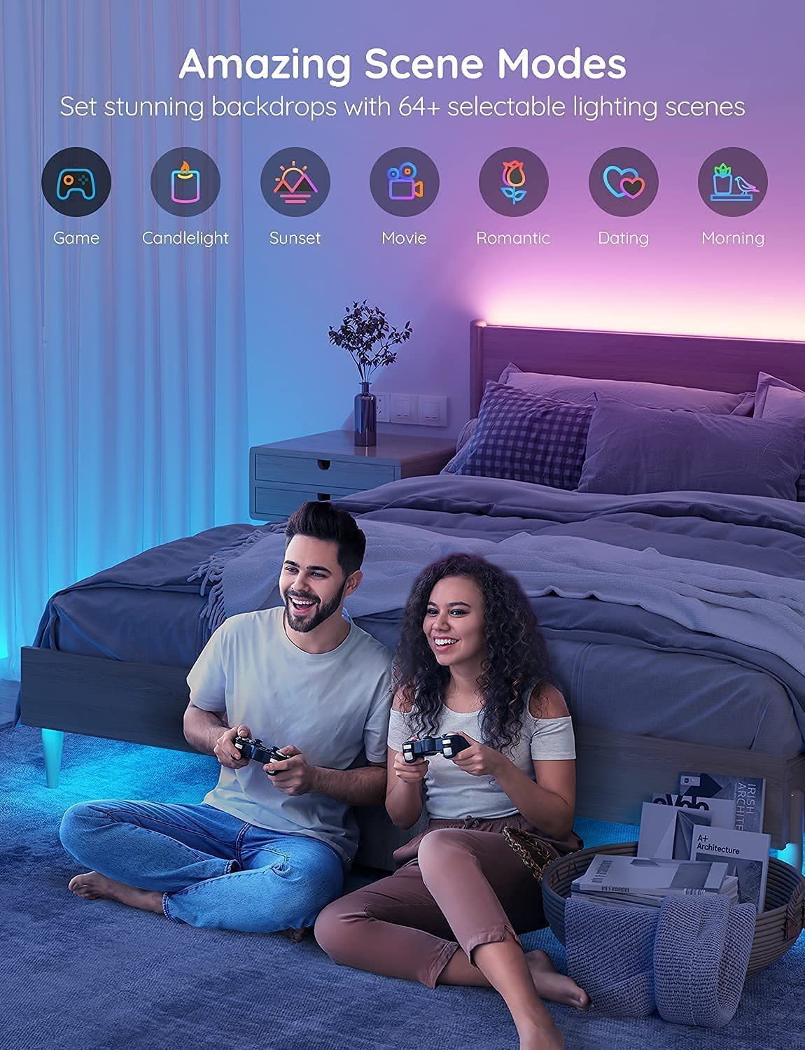 Govee lights syncing to music in living room for lively ambiance