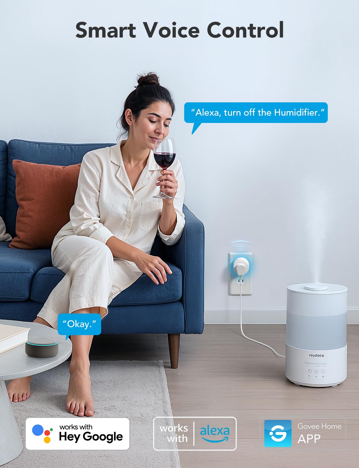 Govee smart plug label and electrical rating close-up for safe ETL certified use