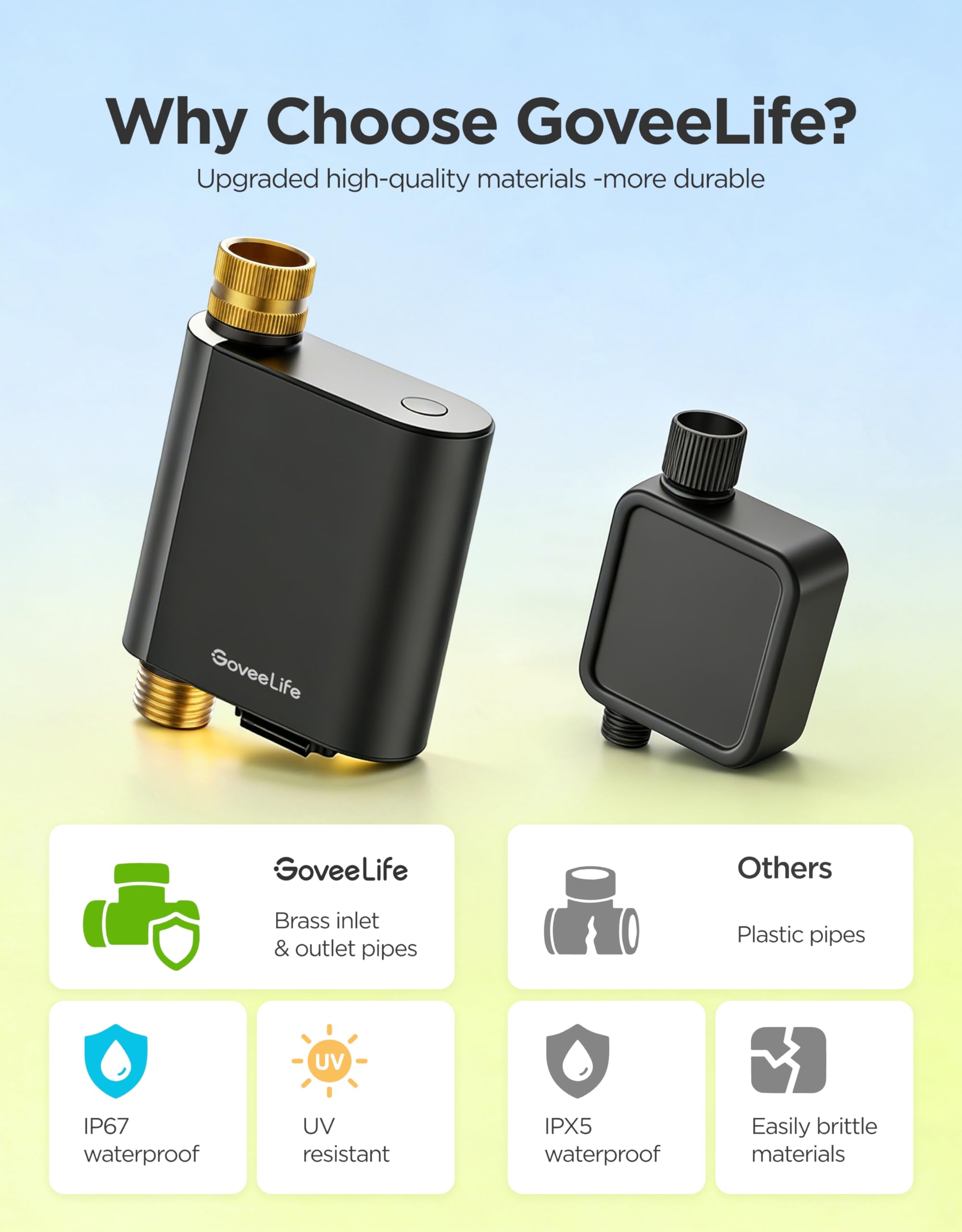GoveeLife app screenshot showing watering charts and usage insights