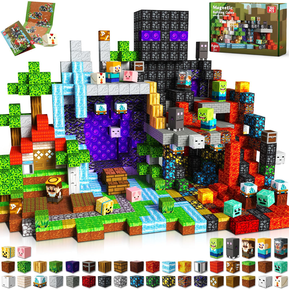 GraceDuck front box display showing 300-piece magnetic set and theme art, encourages imaginative play