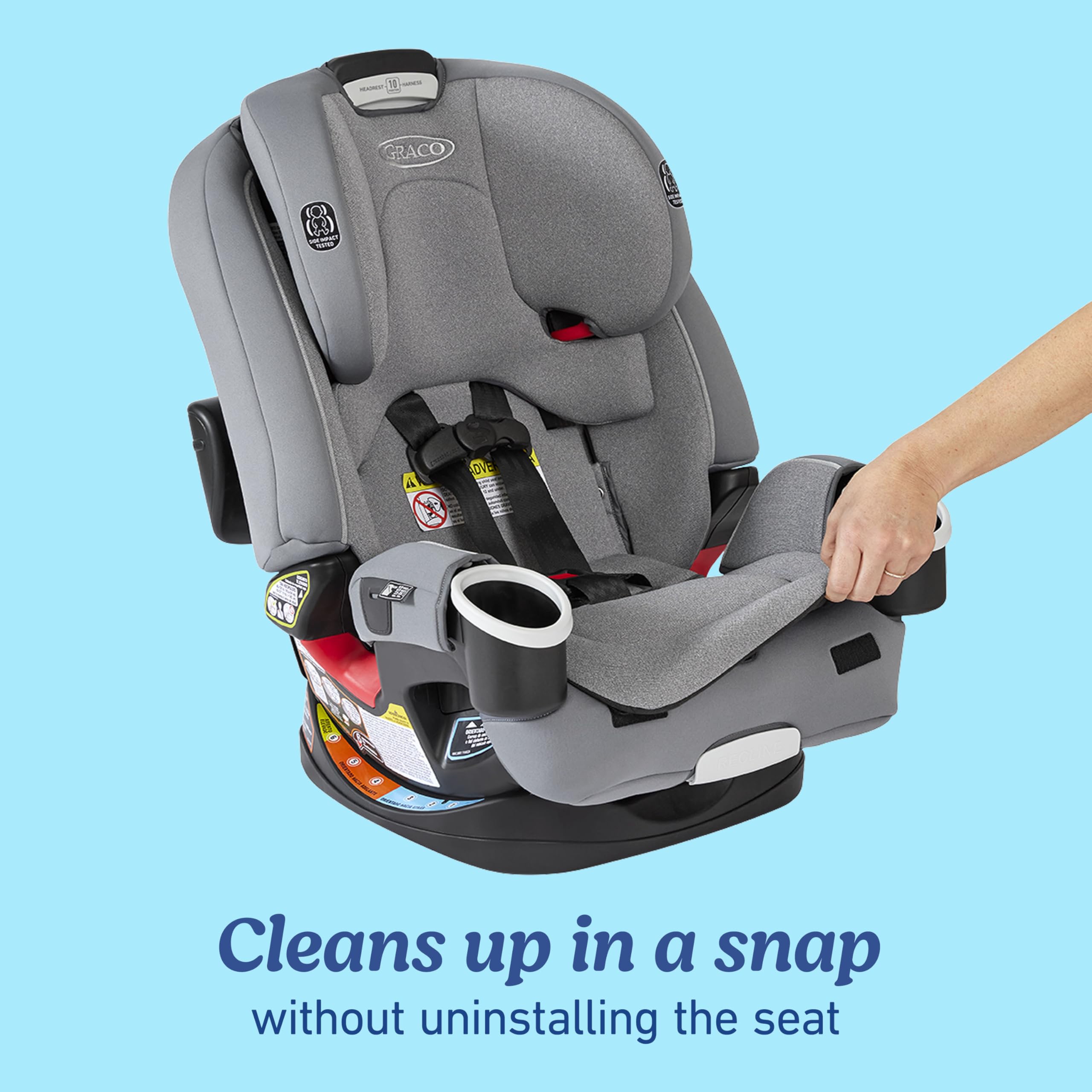 Graco 4Ever DLX Fuss Free harness storage detail keeping straps tidy