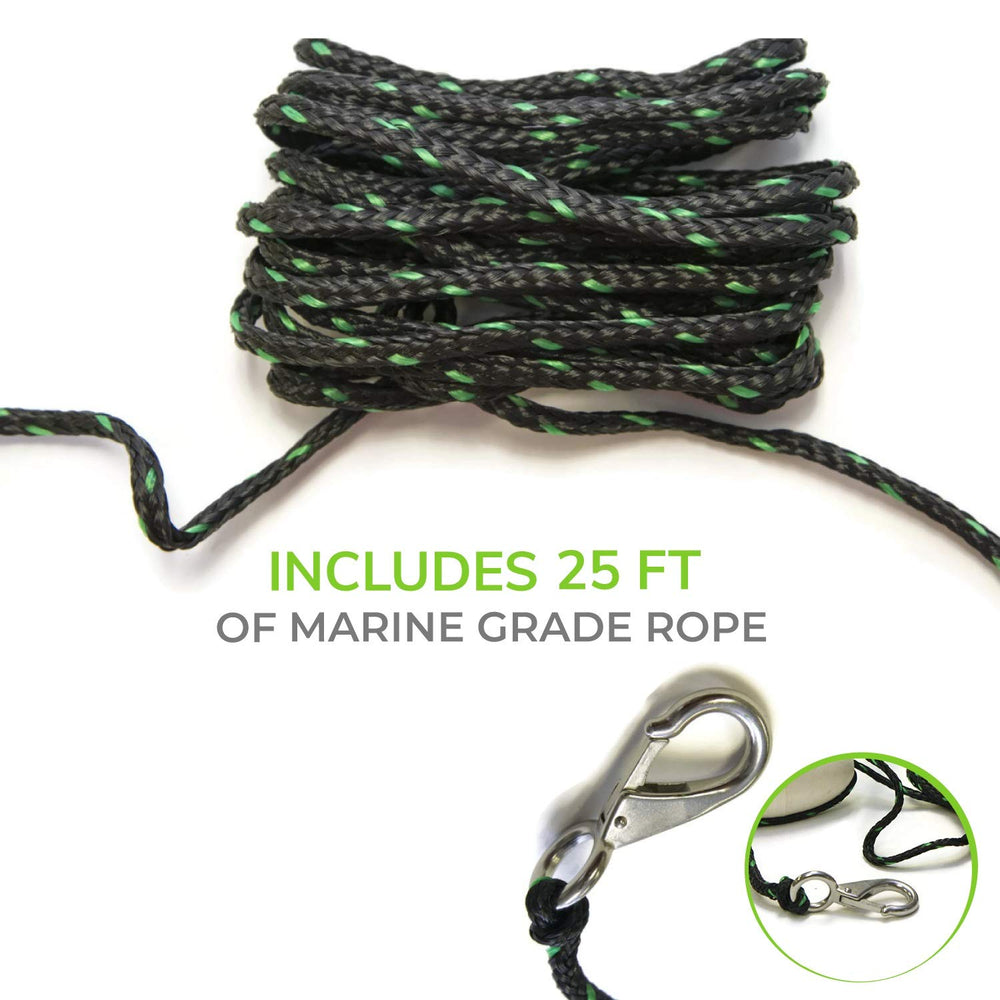 Gradient Fitness anchor deployed beside kayak holding position for steady fishing benefit
