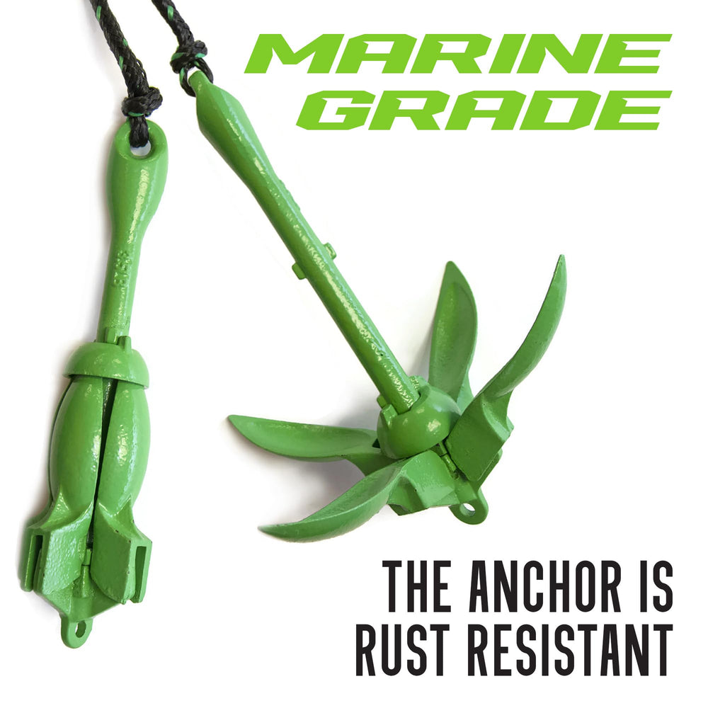 Gradient Fitness anchor next to measuring tape showing 25 ft rope scale benefit