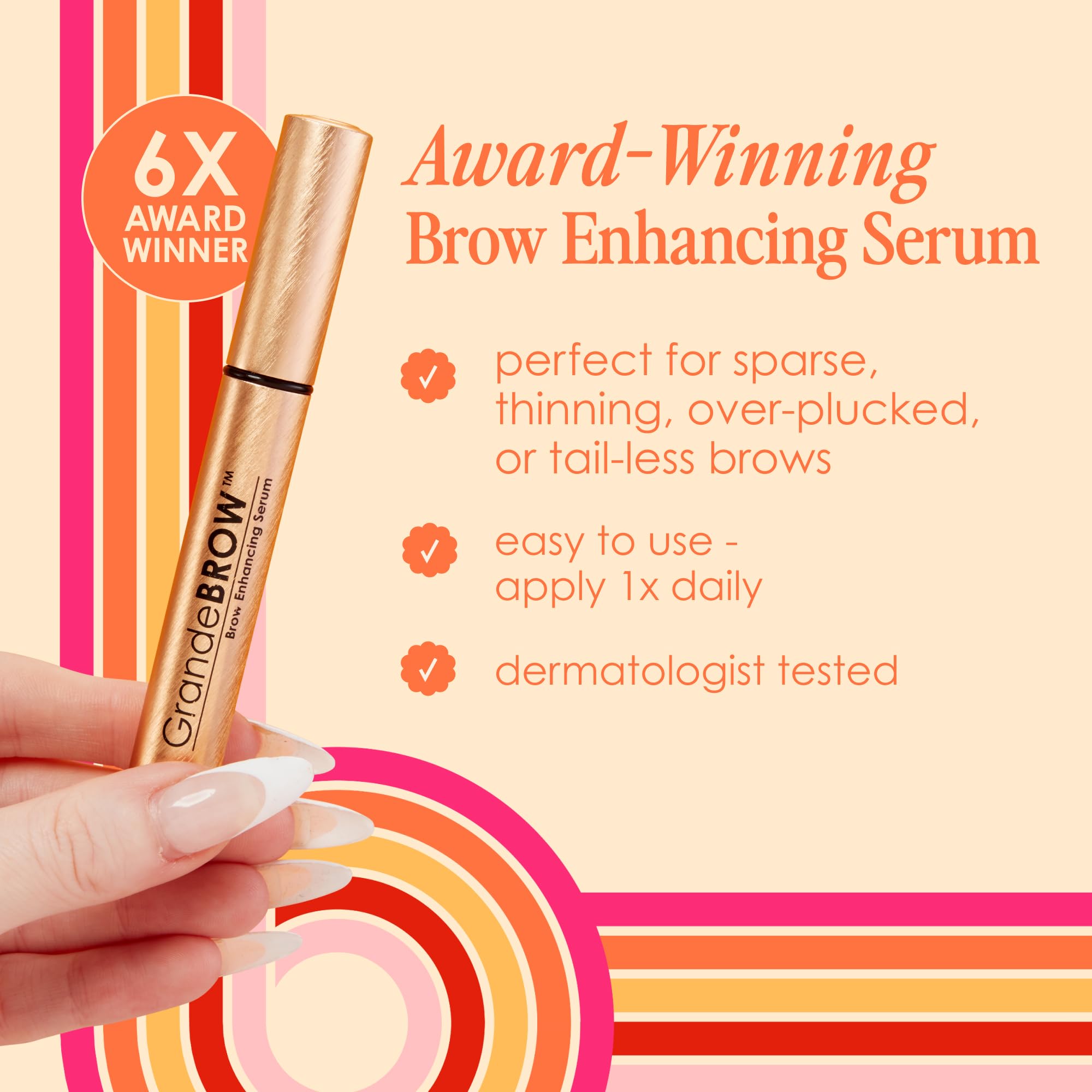 Grande Cosmetics applying serum to eyebrow demonstrating targeted enhancement