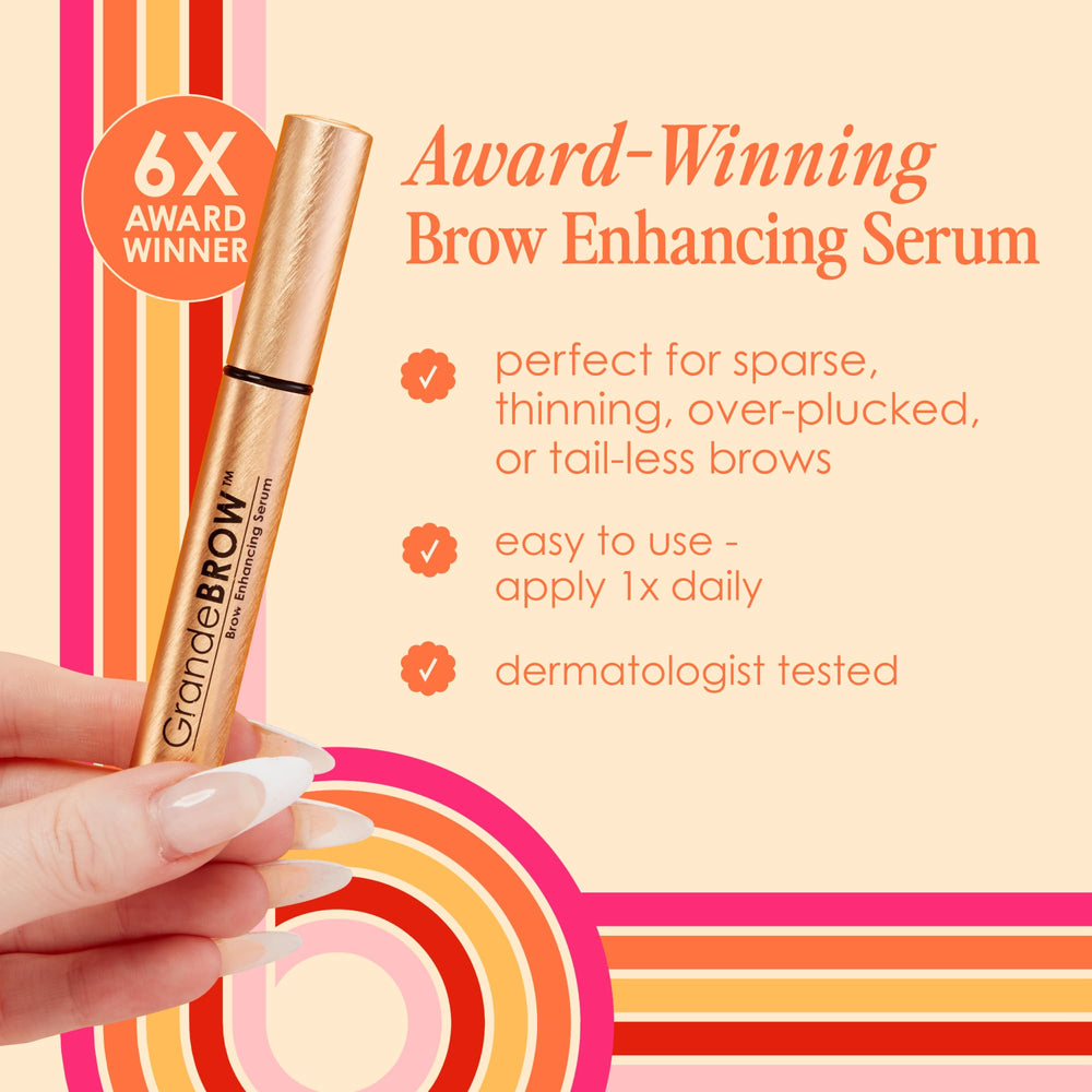 Grande Cosmetics applying serum to eyebrow demonstrating targeted enhancement