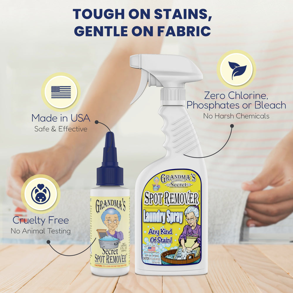 Hand holding Grandma's Secret bottle to show 16 oz size and easy grip