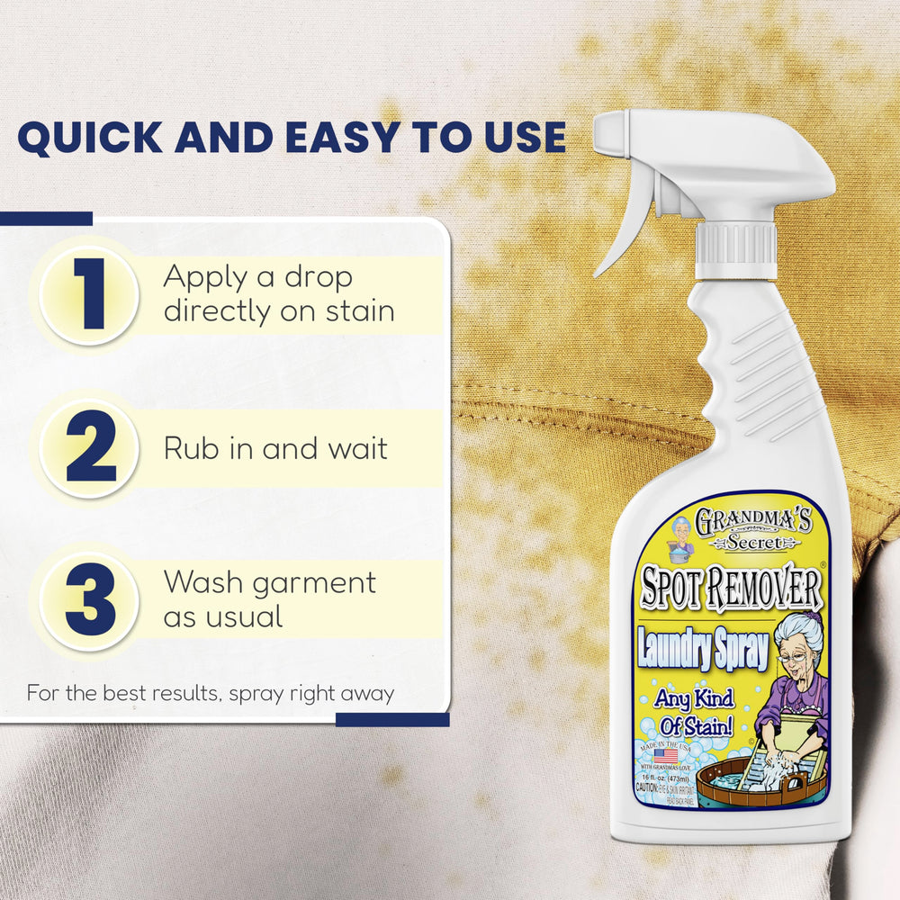 Laundry room scene with Grandma's Secret on shelf for fast stain intervention