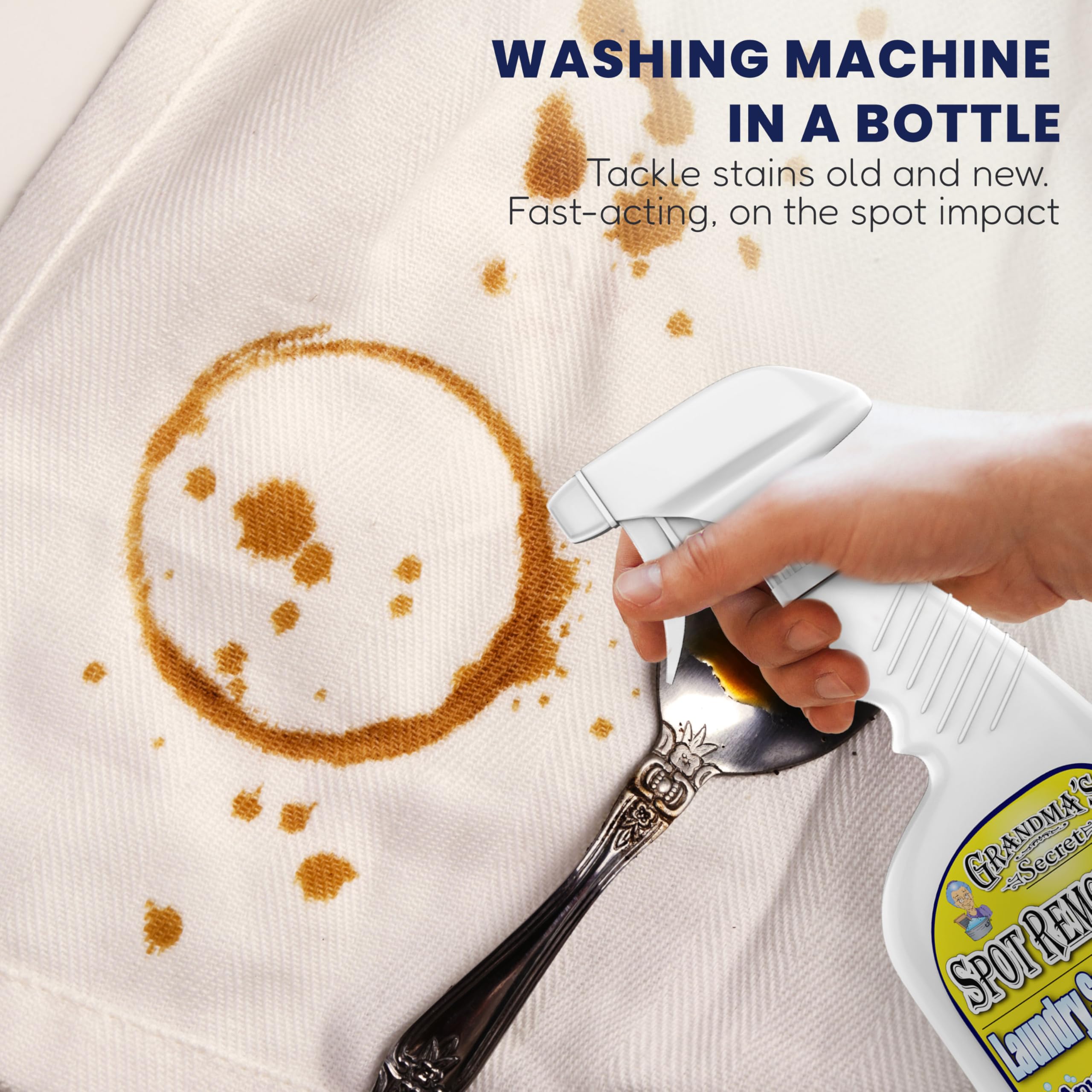 Grandma's Secret spray nozzle close-up demonstrating easy, controlled application benefit