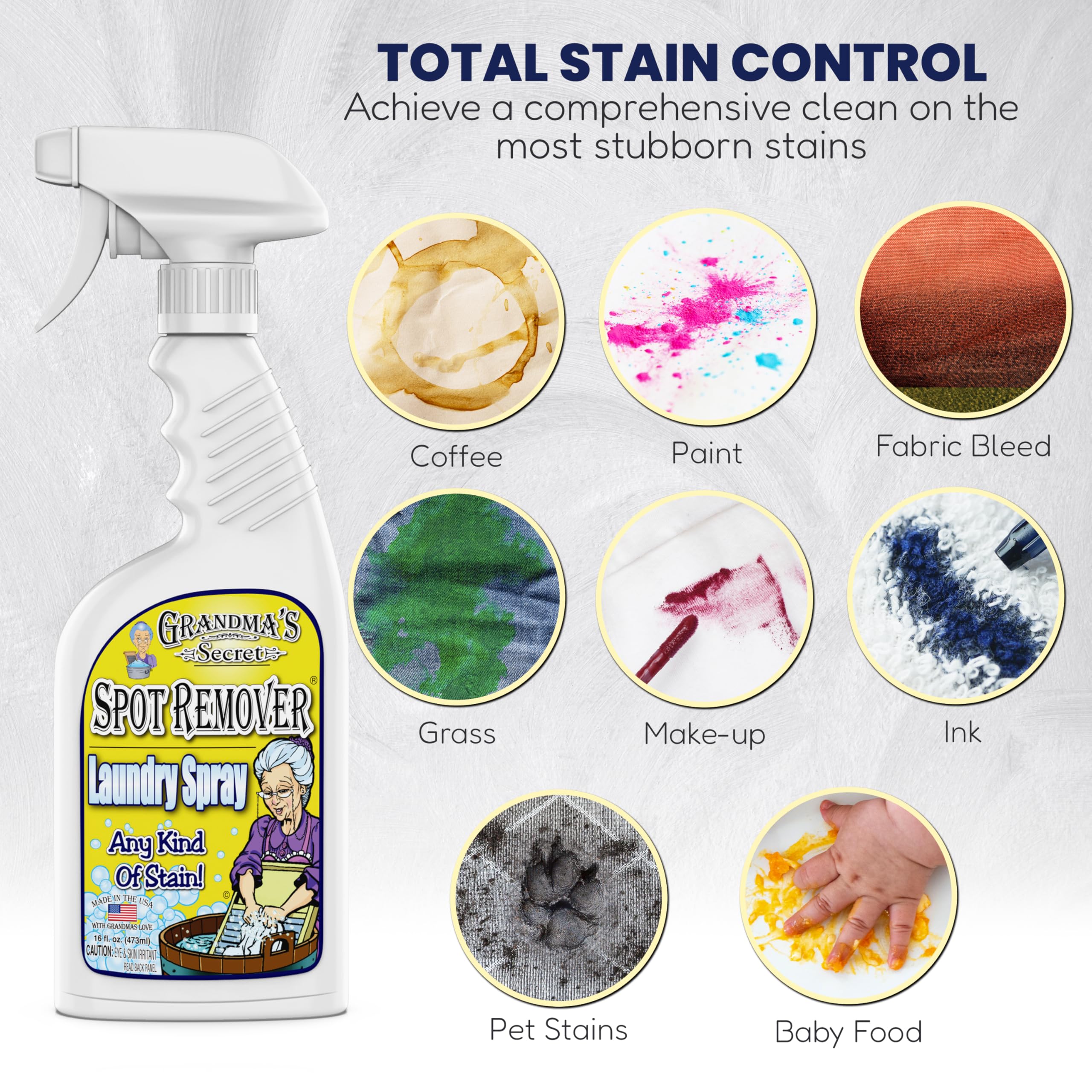Grandma's Secret dispensed drop on fabric showing texture and concentrated formula benefit
