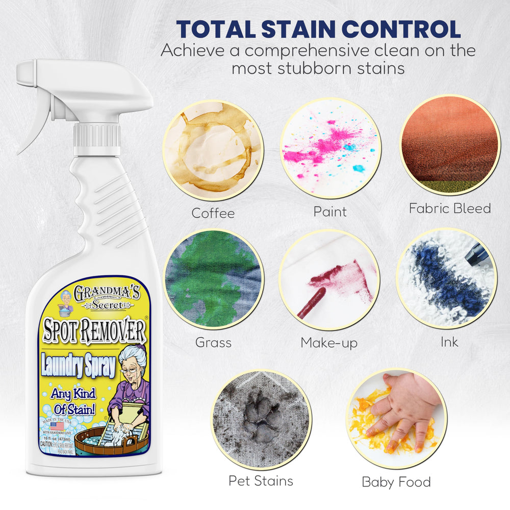 Grandma's Secret dispensed drop on fabric showing texture and concentrated formula benefit