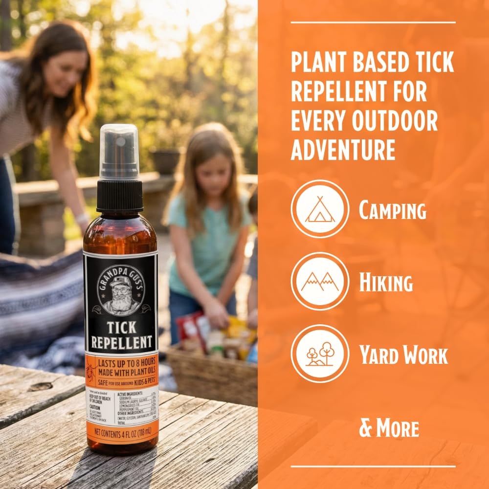 Hiker applying Grandpa Gus's repellent on trail for longer outdoor comfort