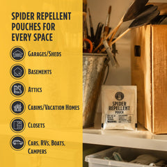 Grandpa Gus's pouches in a shed corner protecting stored items benefit