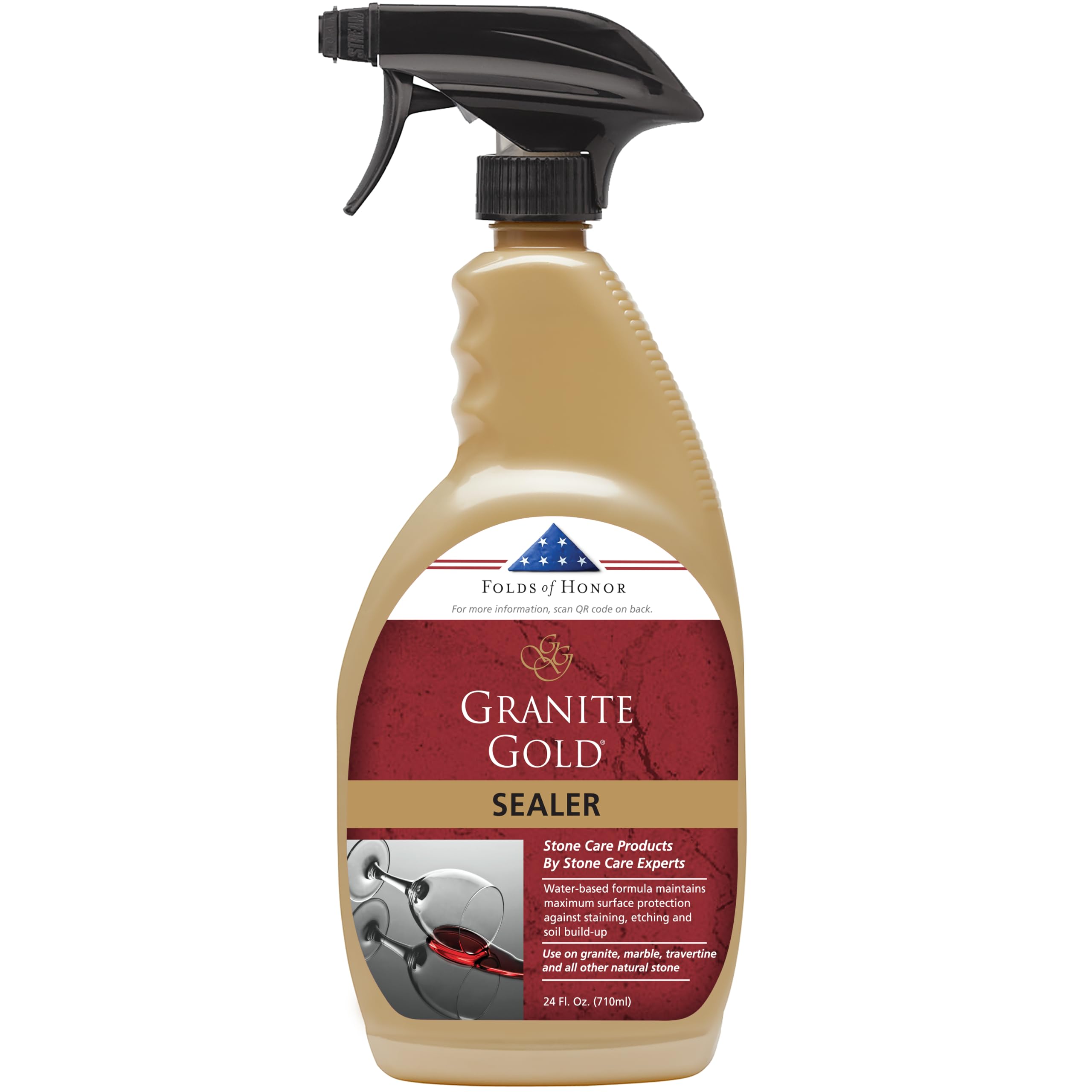 Granite Gold front packaging showing 24 oz bottle and clear label benefits