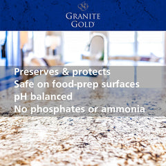 Granite Gold cleaning granite countertop before and after streak-free shine