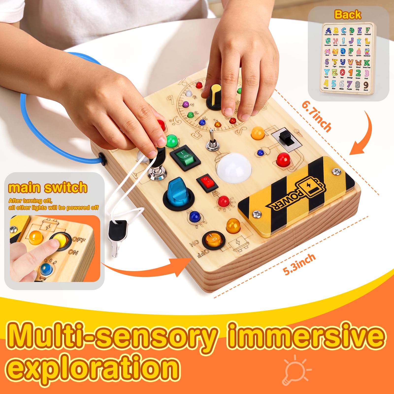 Grarain busy board in stroller demonstrating travel-friendly entertainment