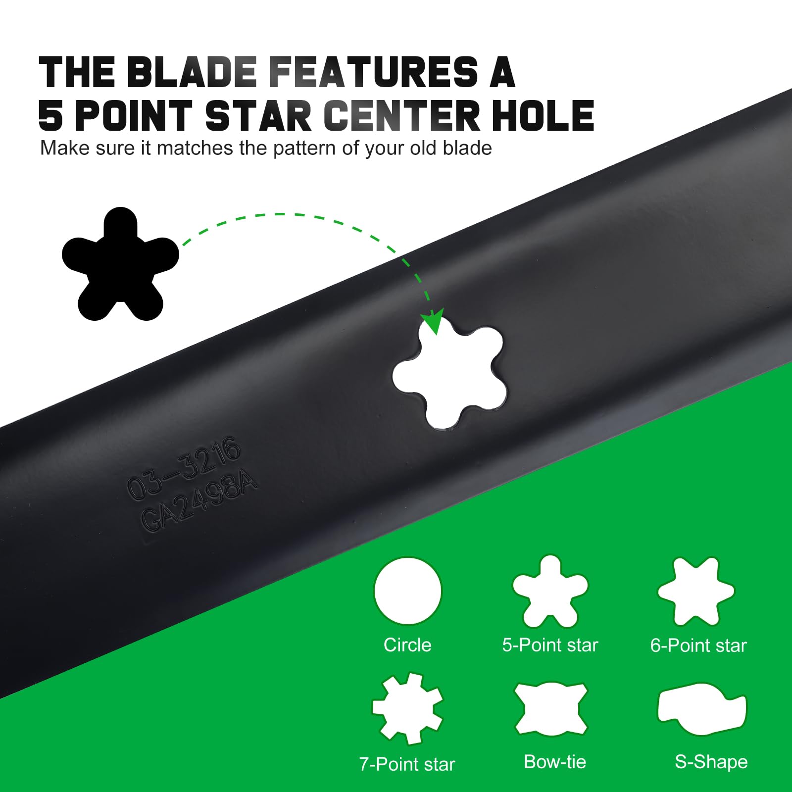 Grasscool blade cross-section showing 5/32 inch thickness for durability on rough terrain