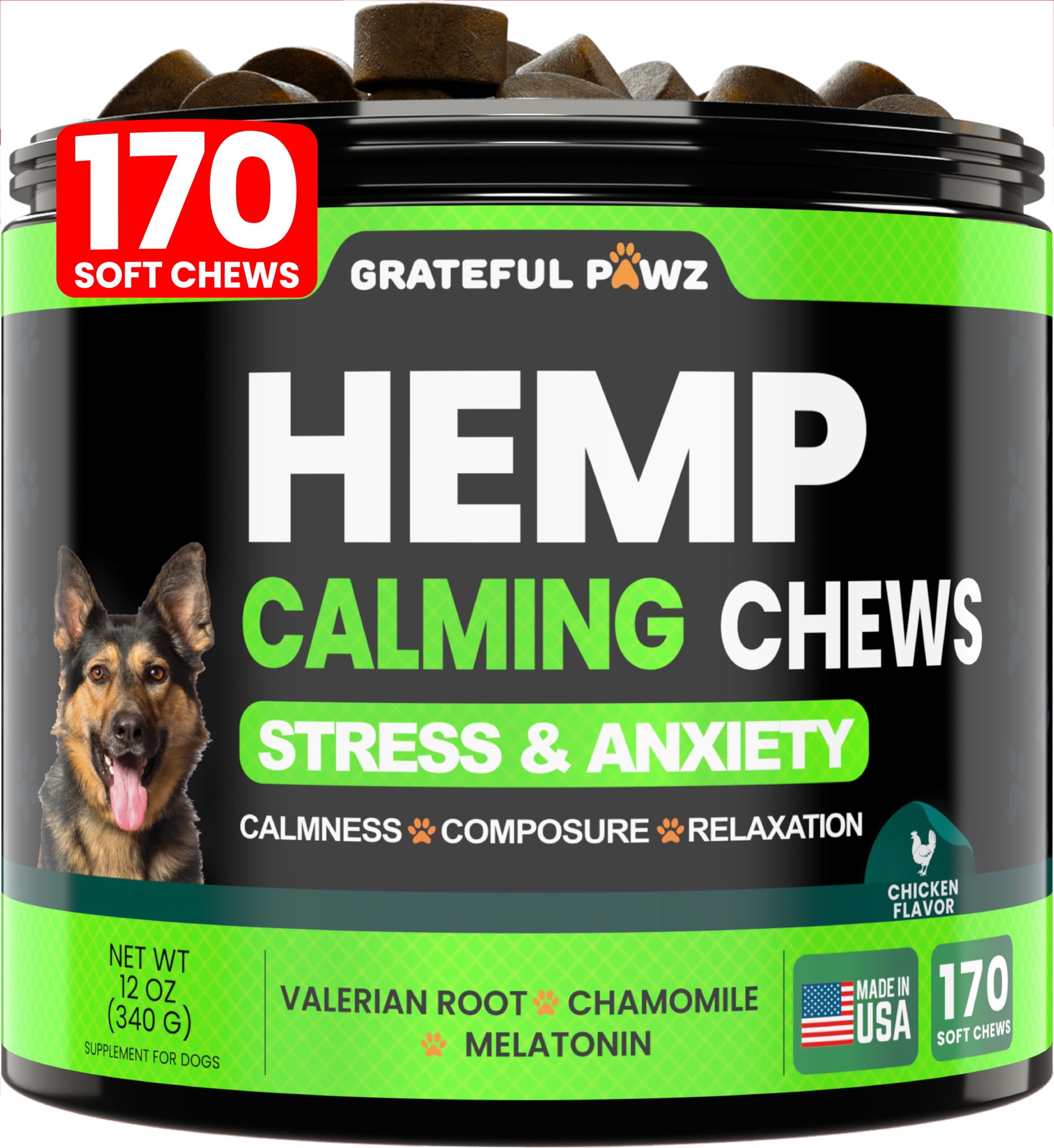 Grateful Pawz front packaging showing product name and quantity, reassuring quality