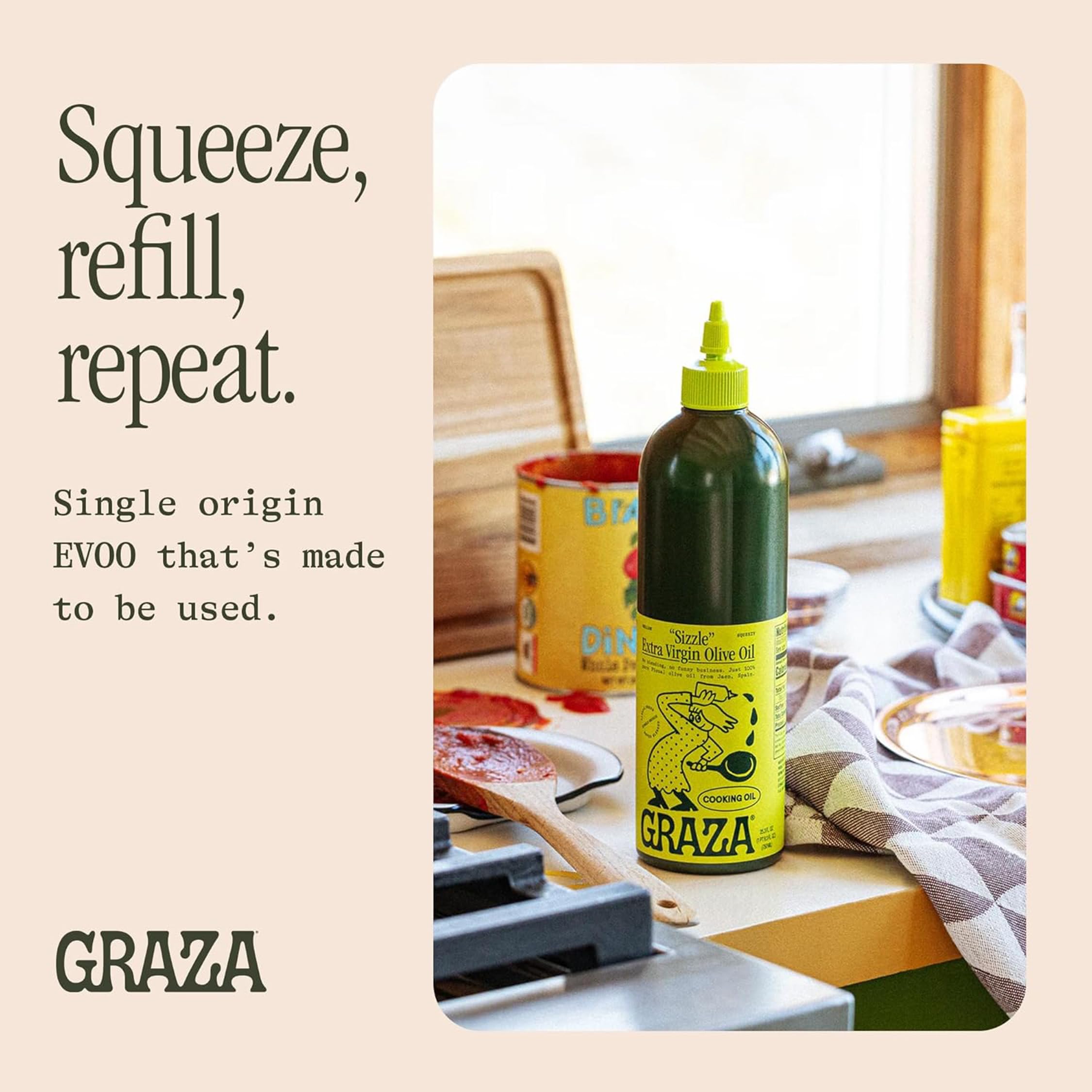 Roasted vegetables finished with Graza Sizzle showing flavorful browning