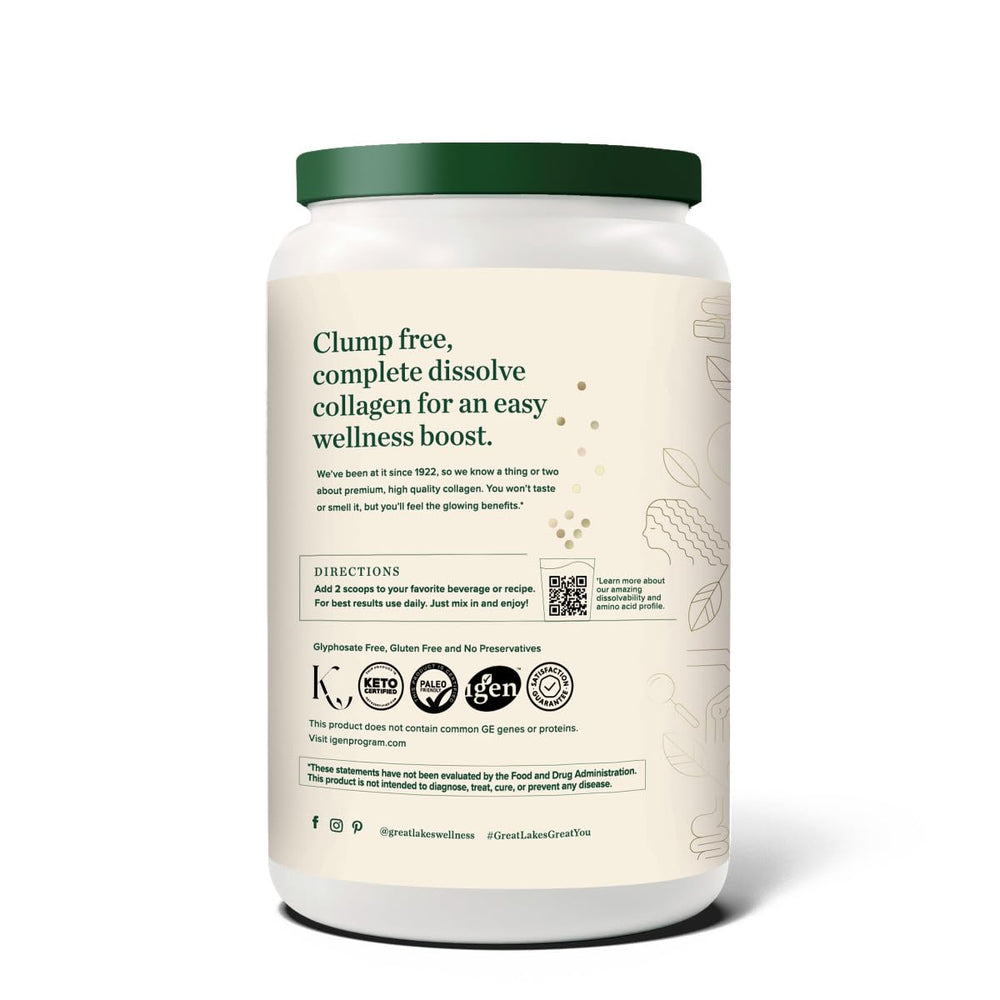 Great Lakes Wellness scoop filled with collagen peptides for easy measuring