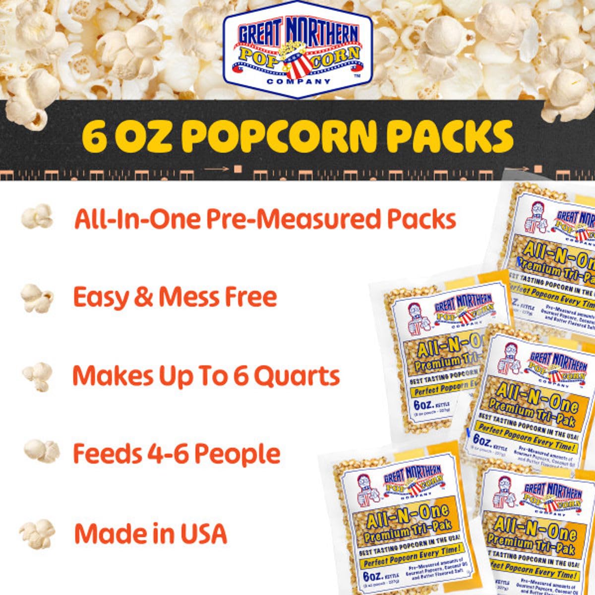 Great Northern oil and butter packet detail inside pouch highlighting easy mess-free use