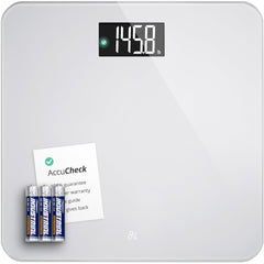 Greater Goods AccuCheck front view showing pearl gray finish and readable display for convenience