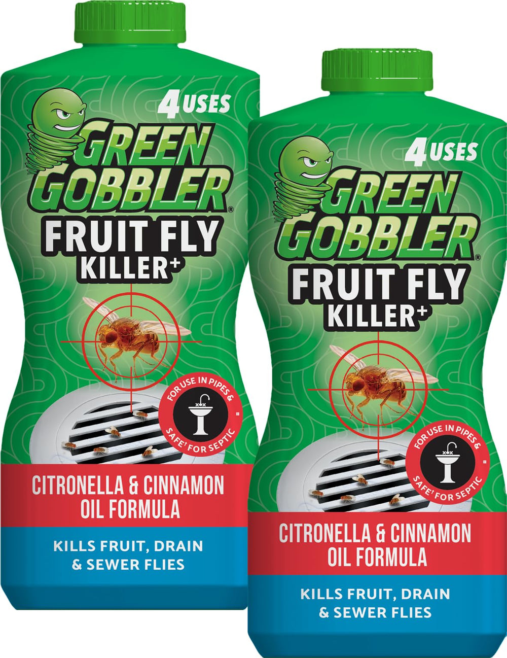 Green Gobbler front label showing product name and purpose, clear identification