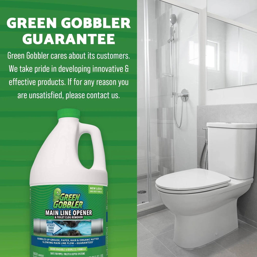 Green Gobbler graphic showing septic-safe use and protection benefit