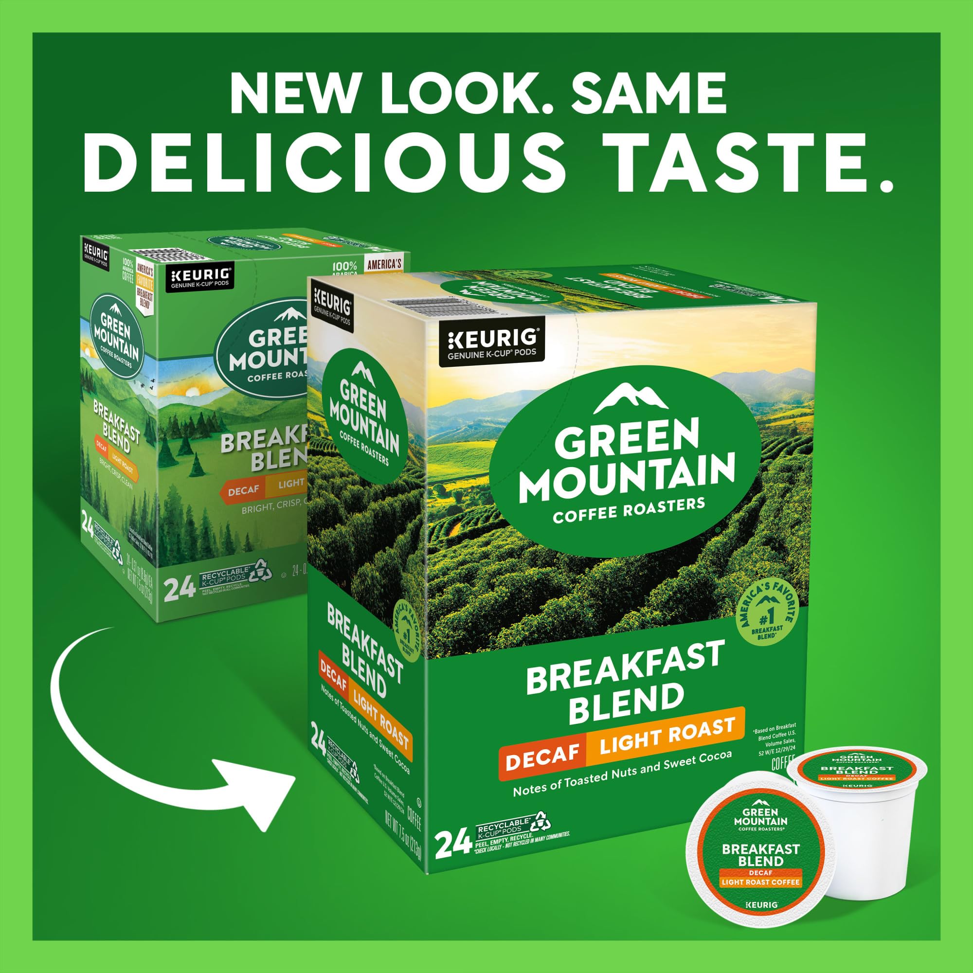 Green Mountain Coffee Roasters K-Cup pod close-up highlighting freshness