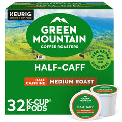 Green Mountain Coffee Roasters front packaging showing 32-count box and benefits
