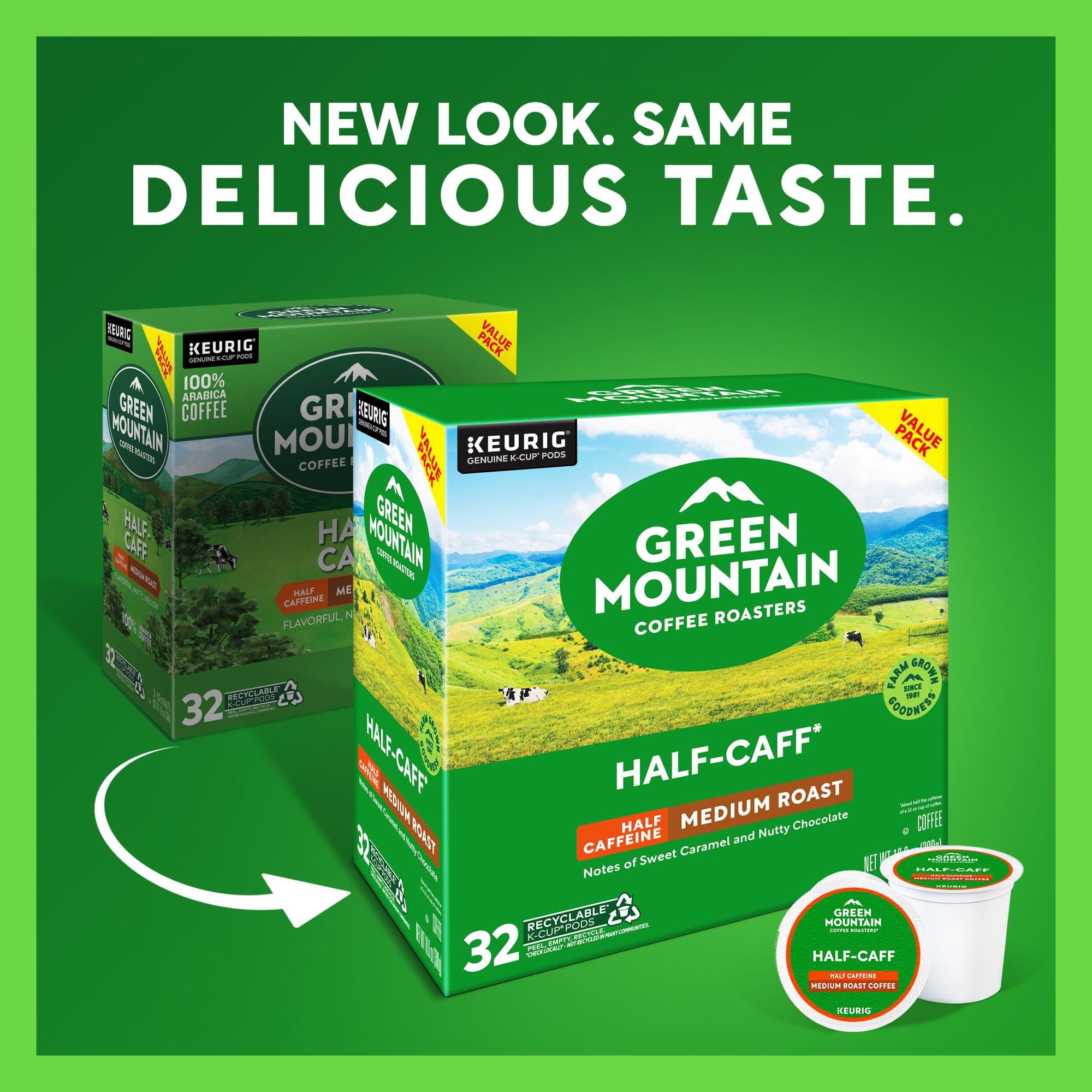 Green Mountain Coffee Roasters K-Cup pod close-up highlighting pod design and convenience
