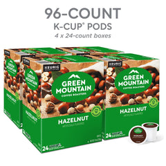 Brewed cup of Green Mountain Hazelnut coffee highlighting smooth light-roast taste