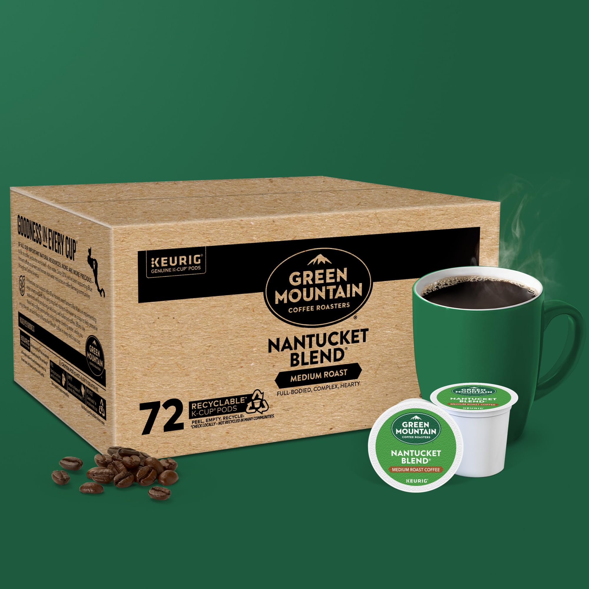 green mountain coffee roasters label close-up showing kosher and sourcing details