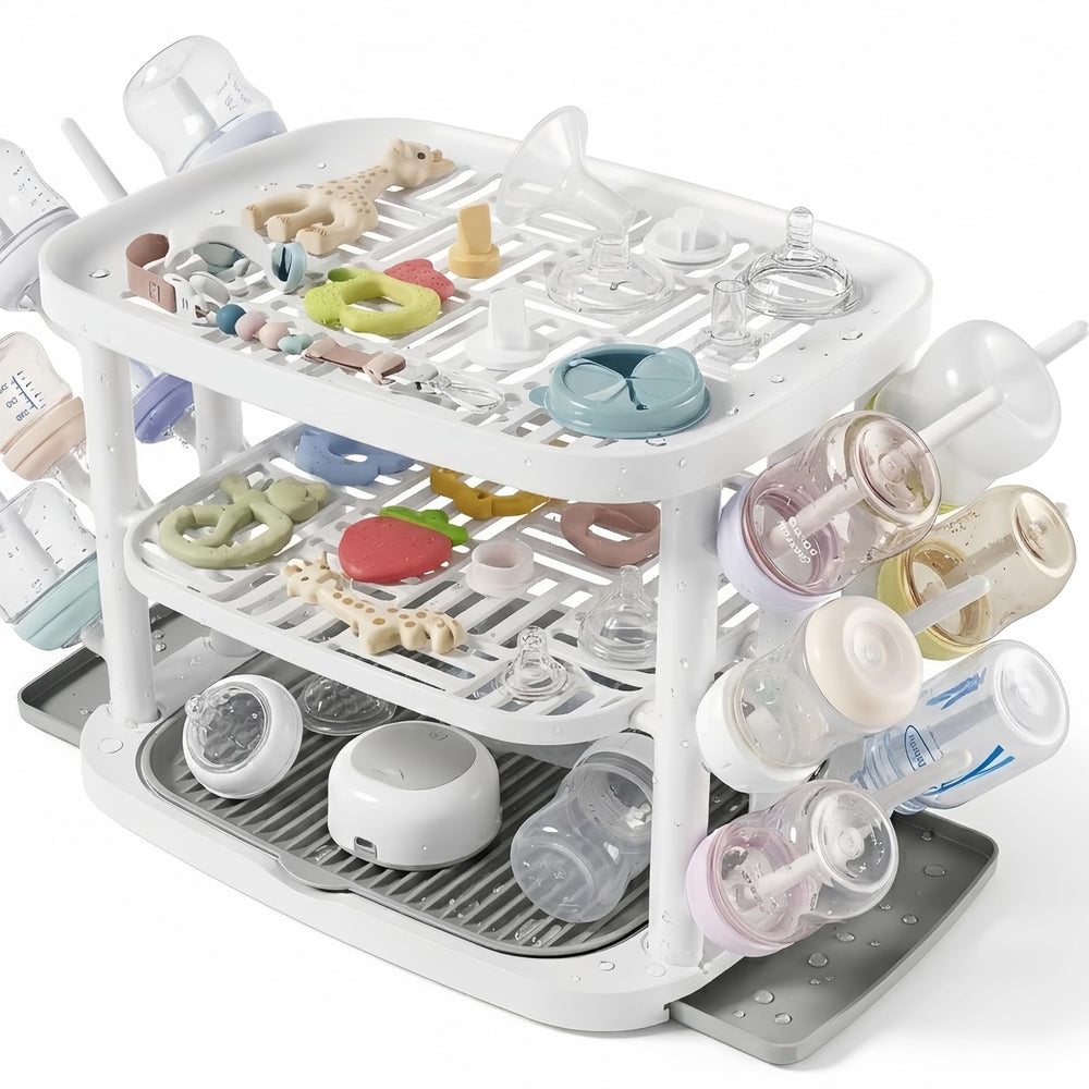GREENDADI front view of 3-tier drying rack showing capacity and organization