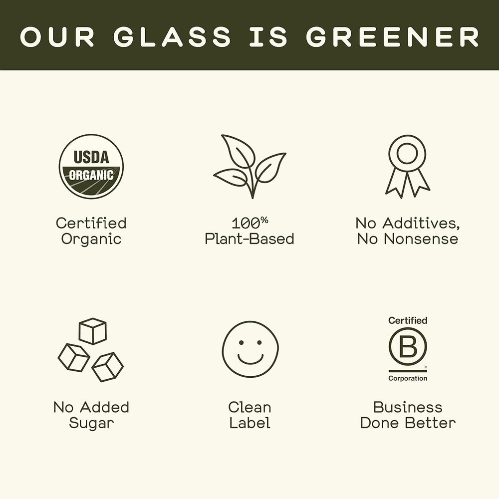 Greenhouse Juice Co. bottle poured into glass of water, shows dilution option for longer tonic